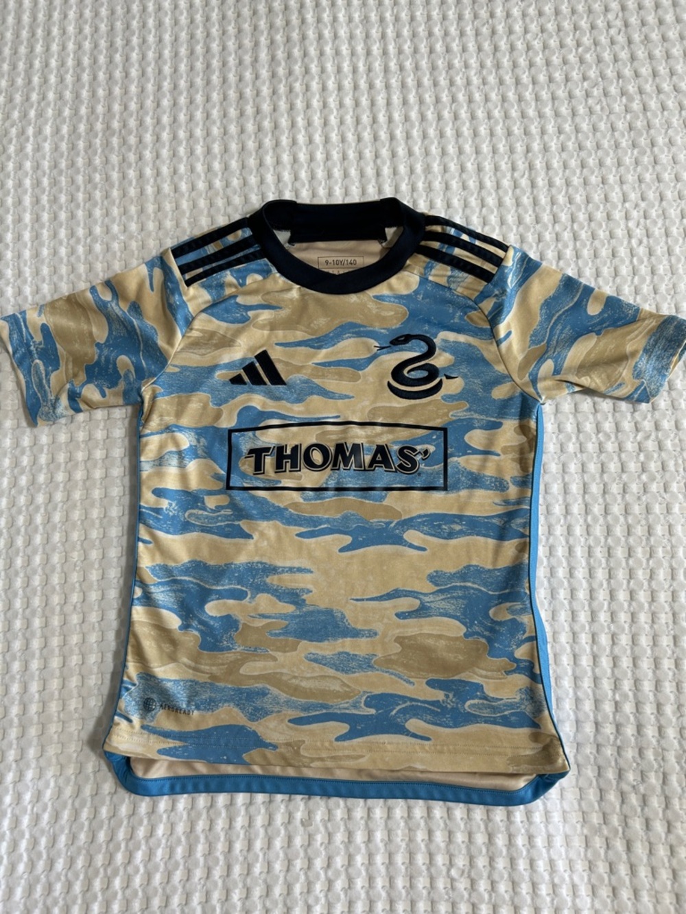 adidas Kids Blue and Cream Camo Philadelphia Union Soccer Jersey